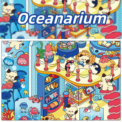 Exhibition Hall 3D Sticker | 4 Cute Miniature Scenes