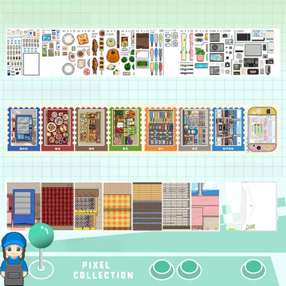 Pixel Collection 3D Sticker | 7 Cute Miniature Scenes