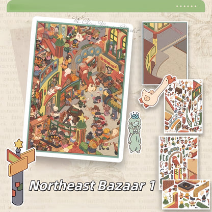 Northeast Bazaar 3D Sticker | 3 Cute Miniature Scenes