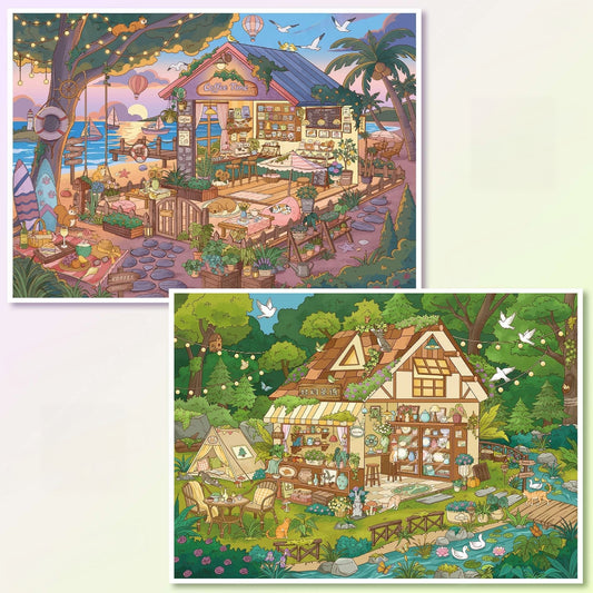 Quiet Elements 3D Sticker | 2 Cute Miniature Scenes