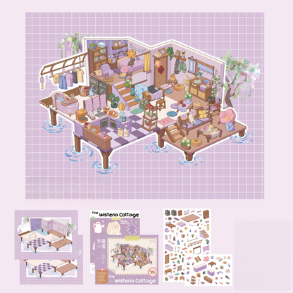 Cozy Town Corners 3D Sticker | 4 Cute Miniature Scenes