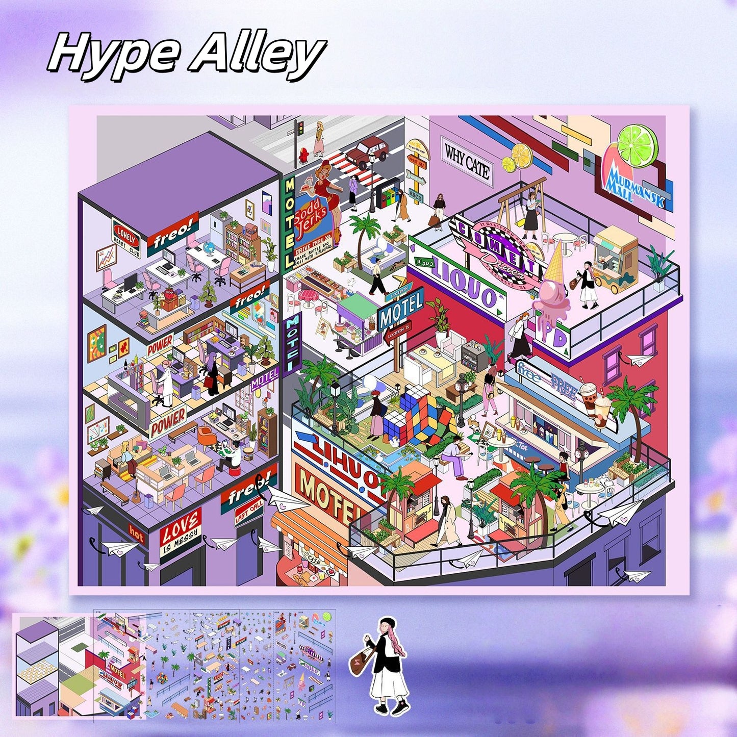 Simulation Management 3D Sticker | 2 Cute Miniature Scenes