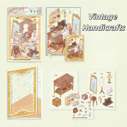 The Old Desk 3D Sticker | 2 Cute Miniature Scenes