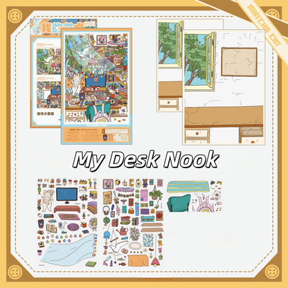 Maximalist Nook 3D Sticker | 4 Cute Miniature Scenes
