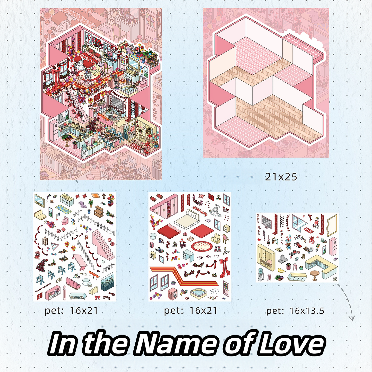 Fantasy Apartments 3D Sticker | 4 Cute Miniature Scenes