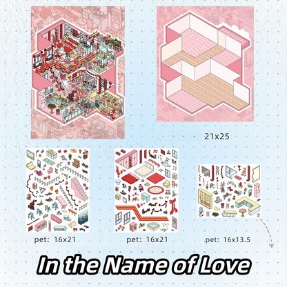 Fantasy Apartments 3D Sticker | 4 Cute Miniature Scenes
