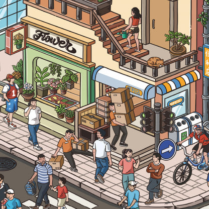 Streetscape 3D Sticker | 2 Cute Miniature Scenes