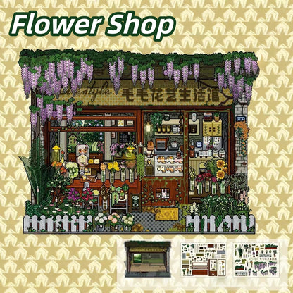 Pixel Stores 3D Sticker | 4 Cute Miniature Scenes