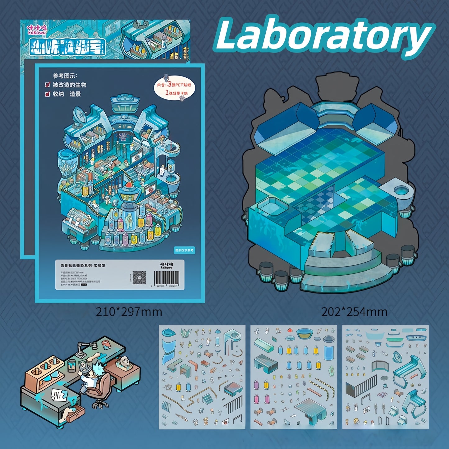 Micro Horror 3D Sticker | 4 Cute Miniature Scenes