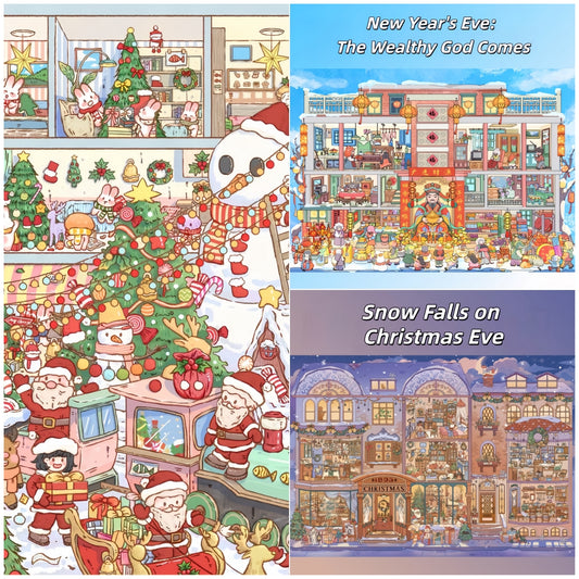 Snow Day Festival 3D Sticker | 3 Cute Miniature Scenes