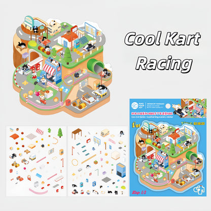 Cow Cat‘s Fun Daily 3D Sticker | 4 Cute Miniature Scenes