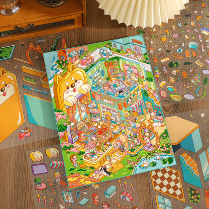 Carrot Town 3D Sticker | 4 Cute Miniature Scenes