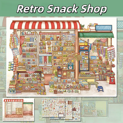 Food Shop 3D Sticker | 2 Cute Miniature Scenes