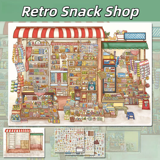 Food Shop 3D Sticker | 2 Cute Miniature Scenes