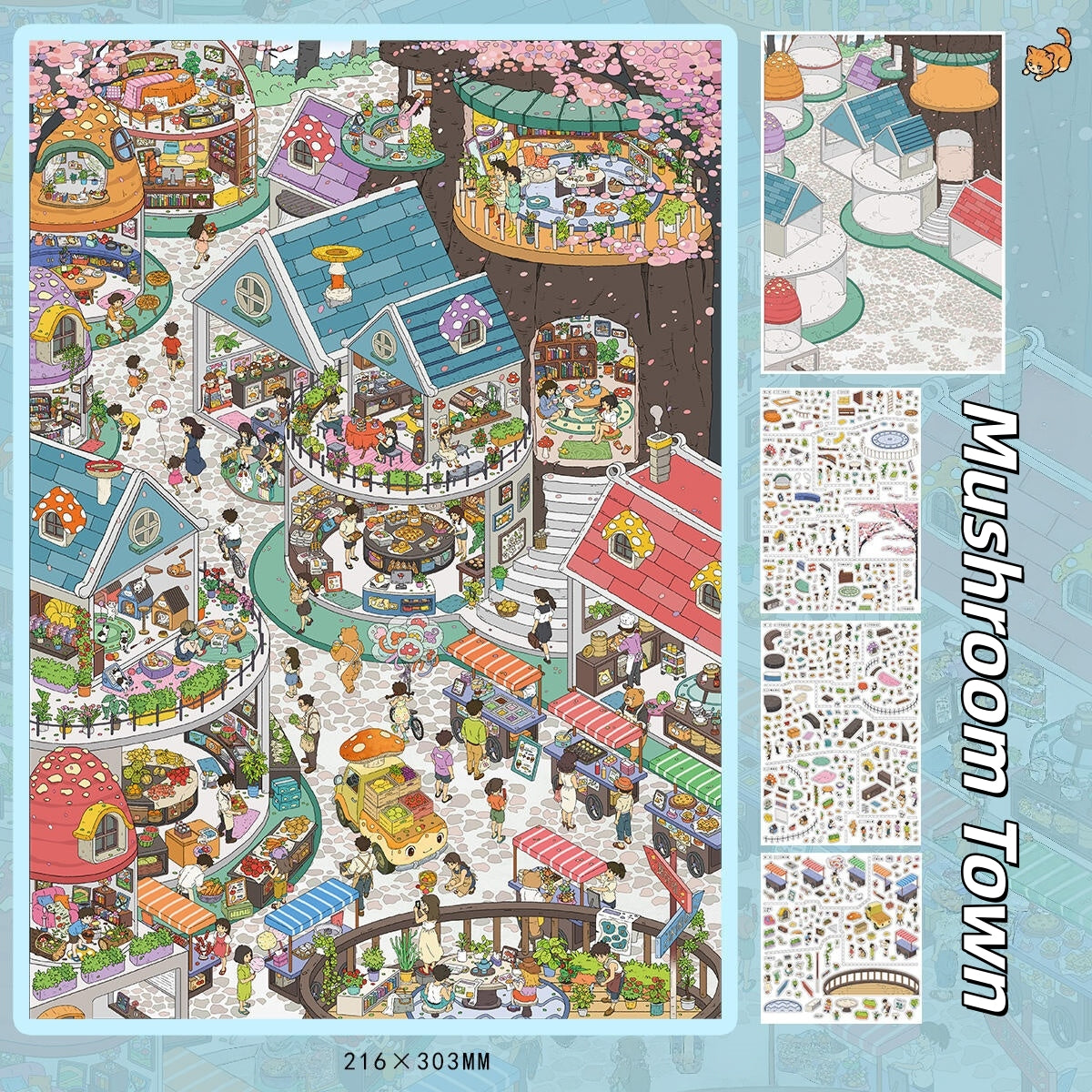 Town Scenes 3D Sticker | 2 Cute Miniature Scenes