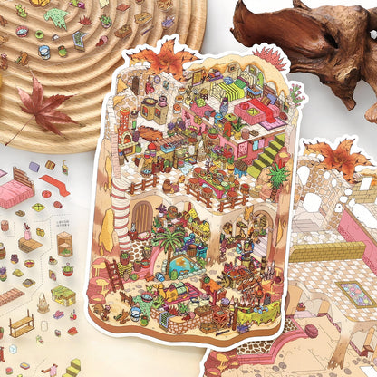 Atlas of the Forgotten 3D Sticker | 4 Cute Miniature Scenes