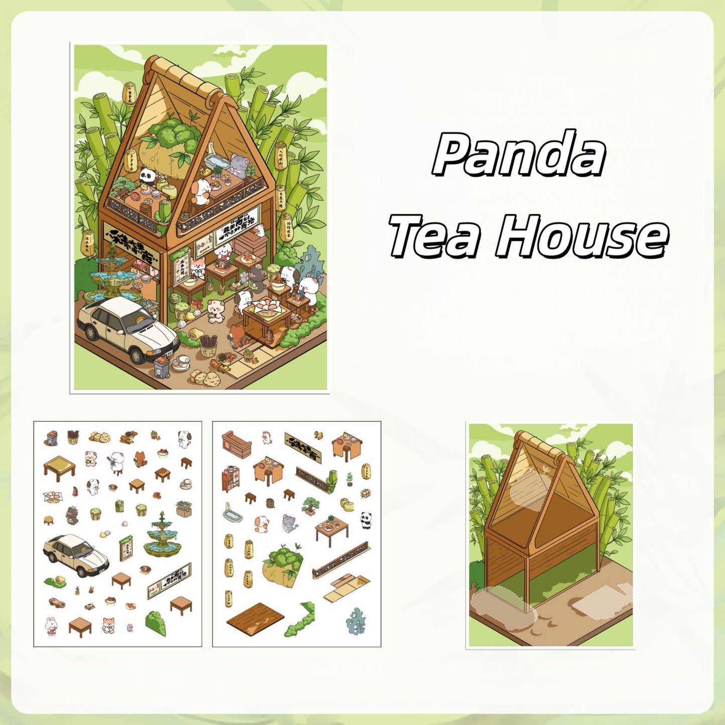 Paw's Town 3D Sticker | 4 Cute Miniature Scenes