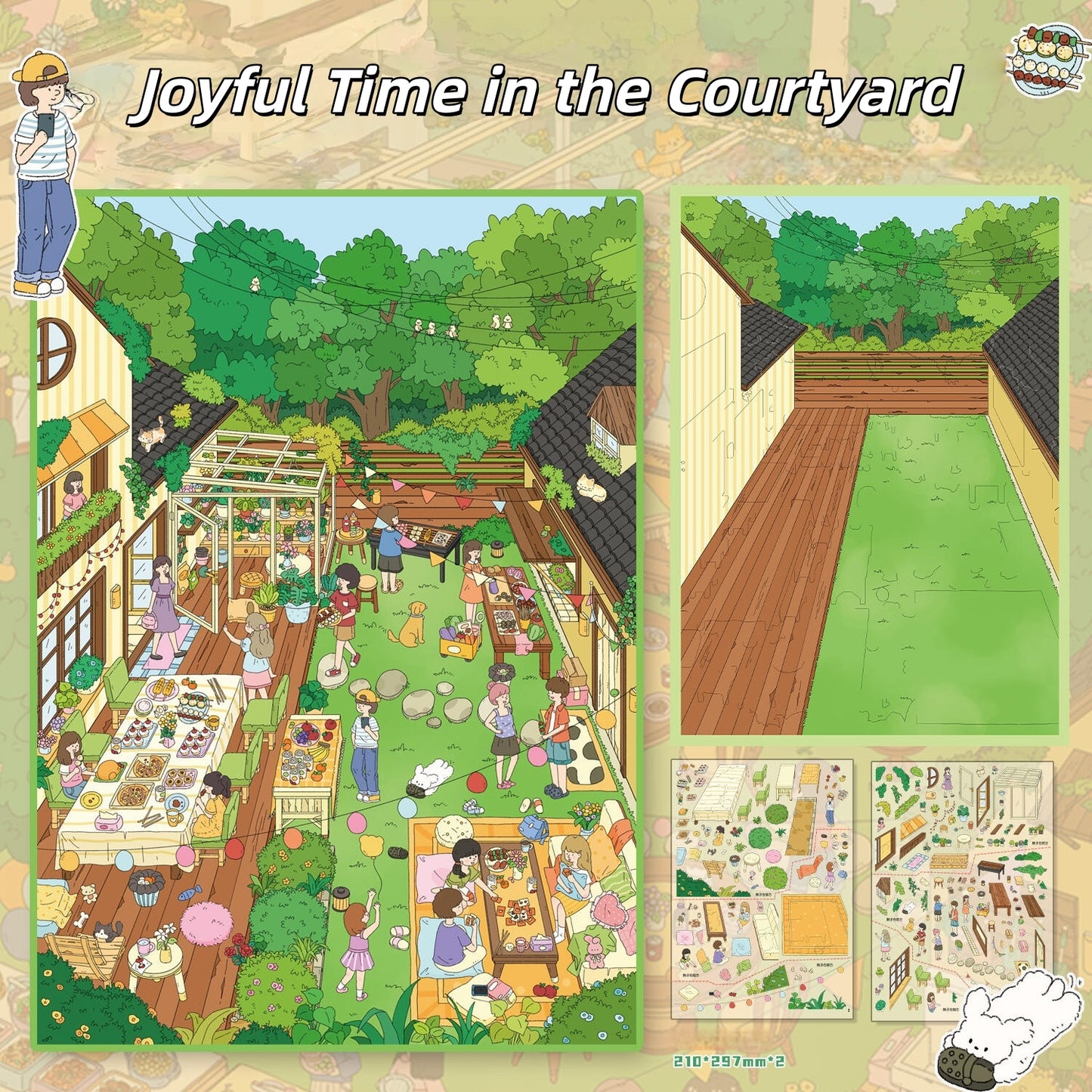 Gathering Time 3D Sticker | 2 Cute Miniature Scenes