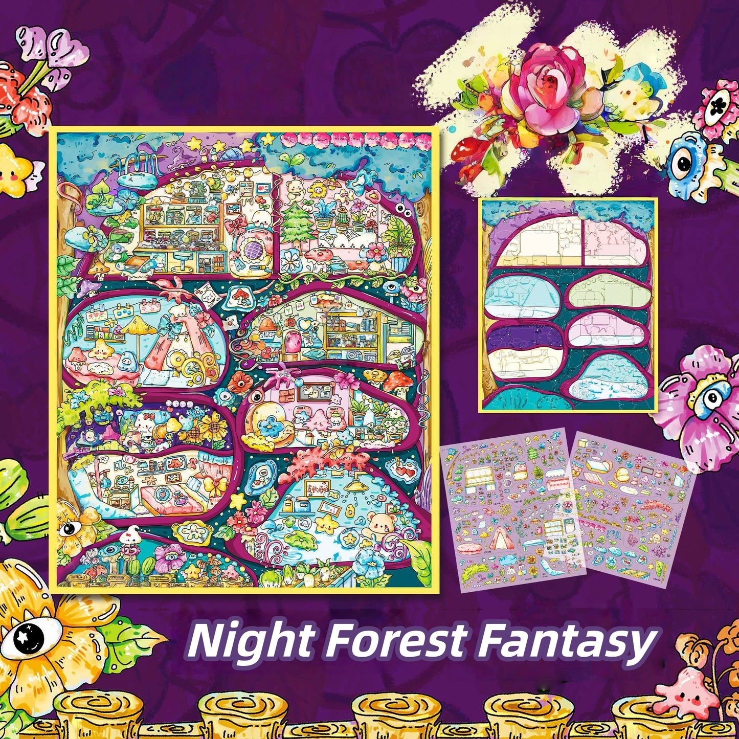 Secret Forest Lodge 3D Sticker | 2 Cute Miniature Scenes