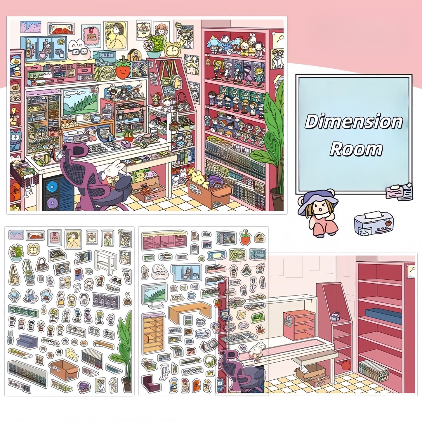 Dream Room 3D Sticker | 4 Cute Miniature Scene