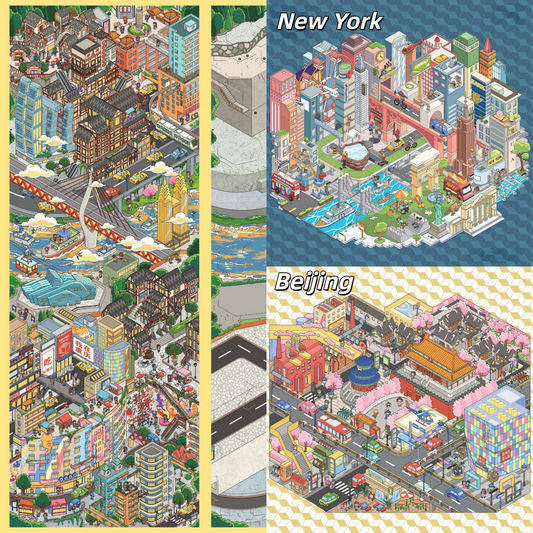 Megalopolis 3D Sticker | 3 Cute Miniature Scenes