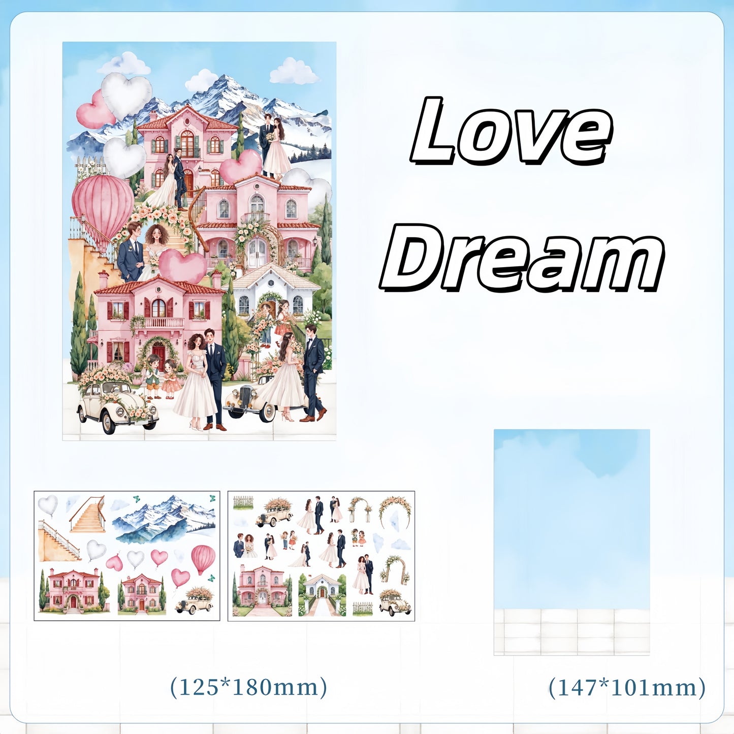 Poetic Dreams 3D Sticker | 4 Cute Miniature Scene