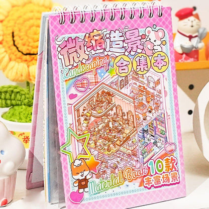 Tiny Animal Wonders 3D Sticker Material Book 2.0 – Purple Book(10 Scenes) | Pink Book(10 Scenes)