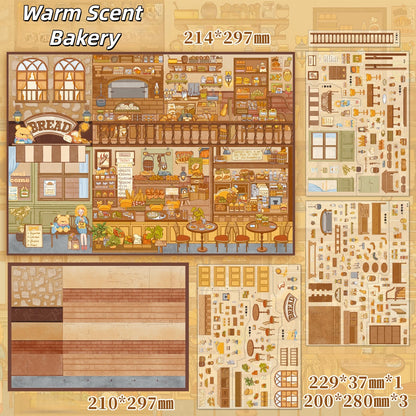 Warm Stores 3D Sticker | 2 Cute Miniature Scenes