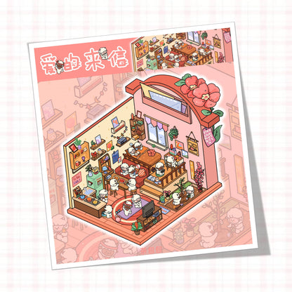 Lamb’s Daily Life 3D Sticker | 4 Cute Miniature Scenes