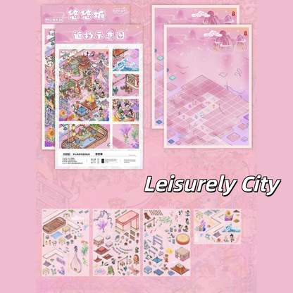 Ancient Chinese Retreats 3D Sticker | 4 Cute Miniature Scenes