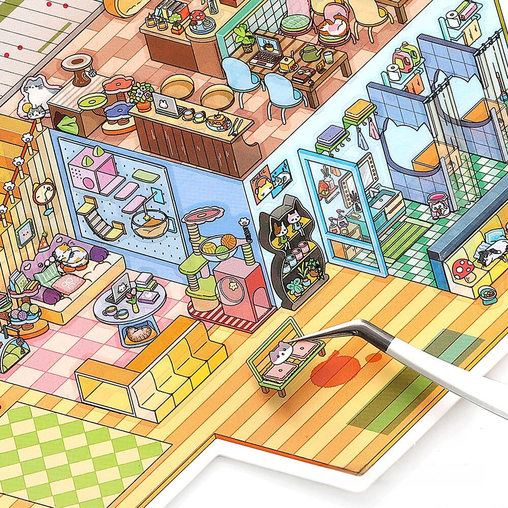 Work Routine 3D Sticker | 2 Cute Miniature Scenes