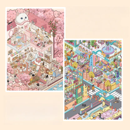 Furry Corners 3D Sticker | 2 Cute Miniature Scenes
