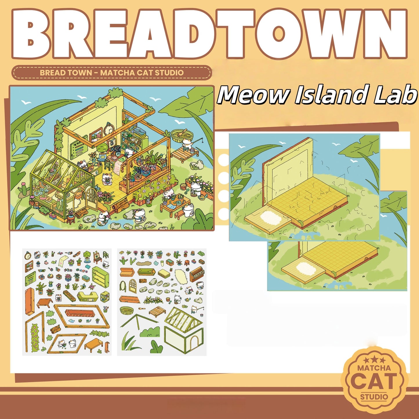 Bread Town 3D Sticker | 3 Cute Miniature Scenes