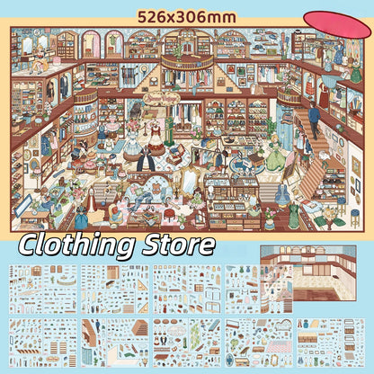 Shelf Display 3D Sticker | 2 Cute Miniature Scenes