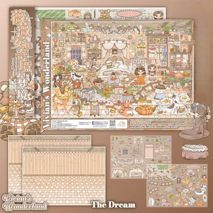 Vivian’s Wonderland 3D Sticker | 4 Cute Miniature Scenes