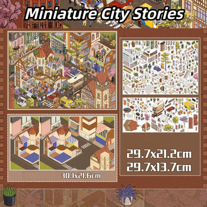 Slow Streets 3D Sticker | 5 Cute Miniature Scenes