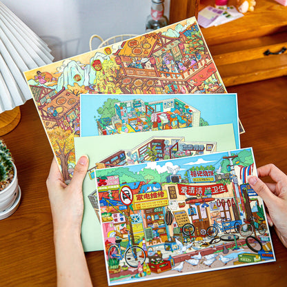 Moonlight Post 3D Sticker | 2 Cute Miniature Scenes