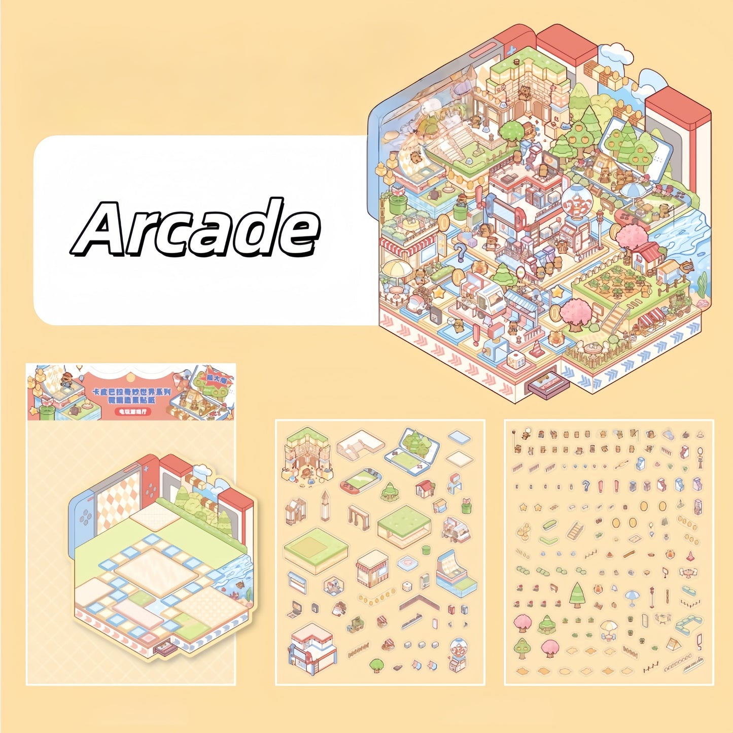 Capybara Shop 3D Sticker | 3 Cute Miniature Scene