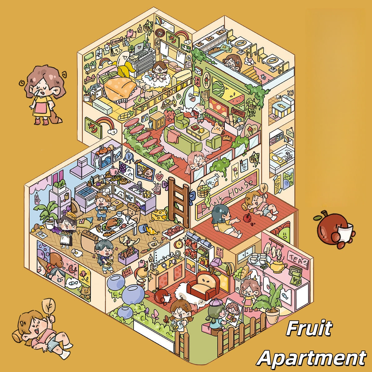 Apartment Series 3D Sticker | 3 Cute Miniature Scenes