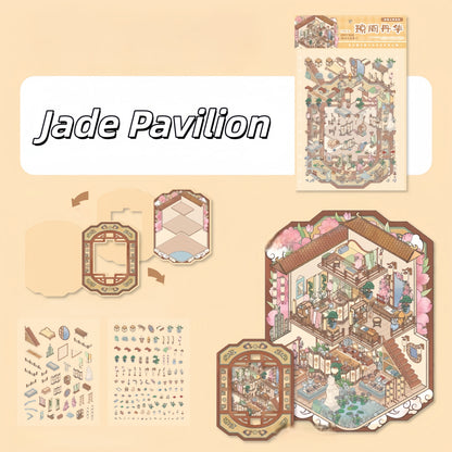 Ancient-Style Architecture 3D Sticker | 4 Cute Miniature Scene