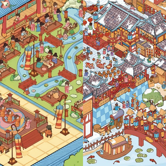 Ancient Pastimes 3D Sticker | 2 Cute Miniature Scenes
