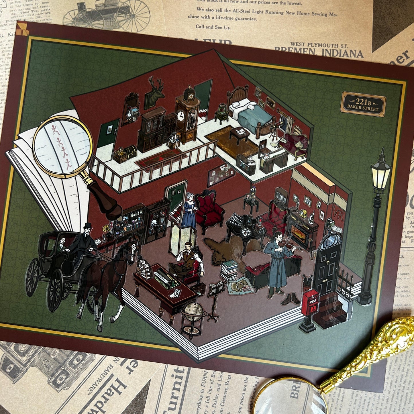 Sherlock Holmes 3D Sticker | 4 Cute Miniature Scenes