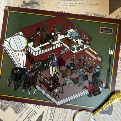 Sherlock Holmes 3D Sticker | 4 Cute Miniature Scenes