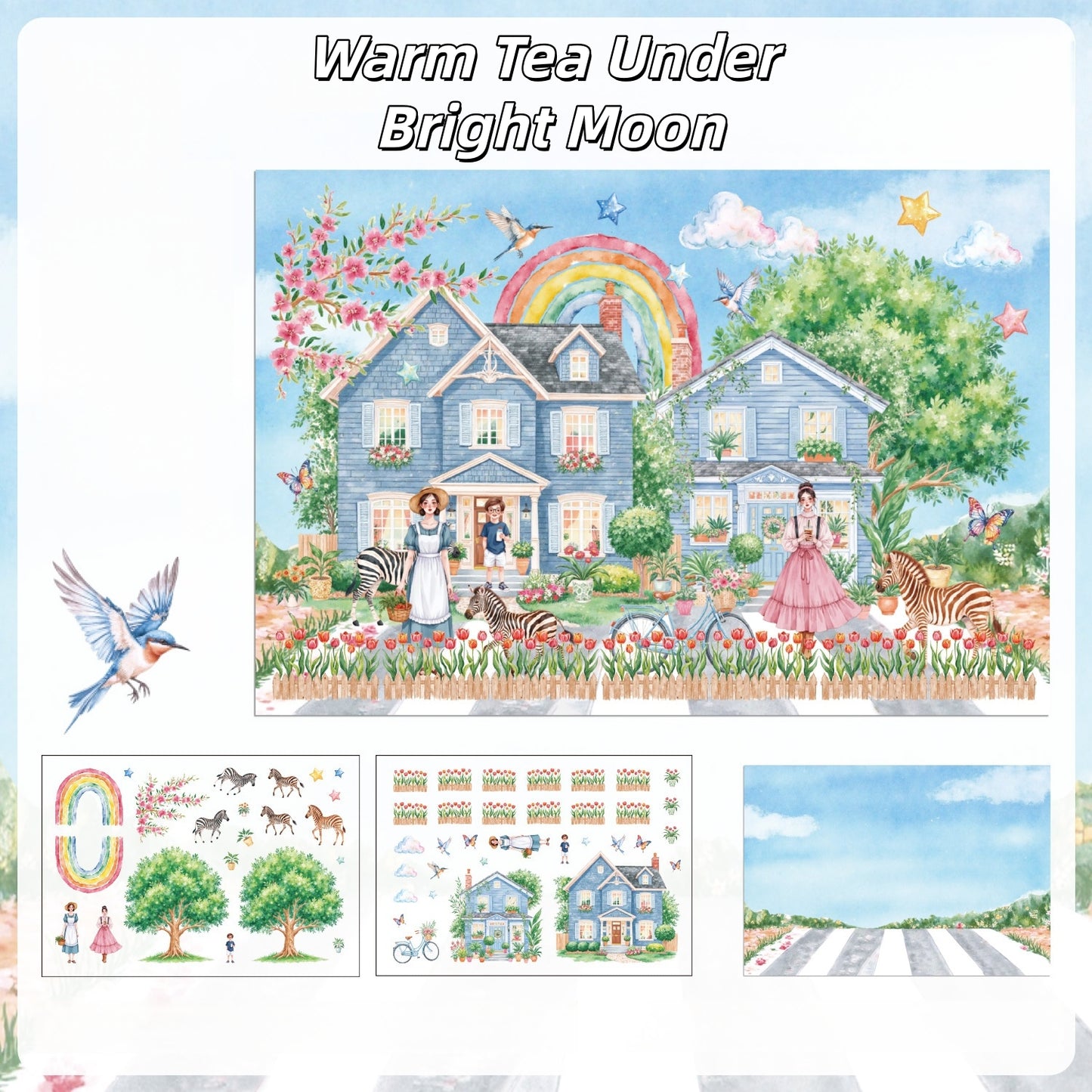 Breath of Blossoms 3D Sticker | 4 Cute Miniature Scenes