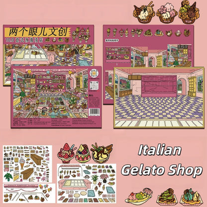 Corner Shop 3D Sticker | 4 Cute Miniature Scenes