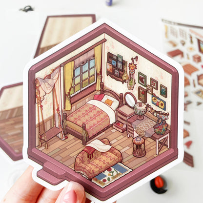 Mini Rooms 3D Sticker Book