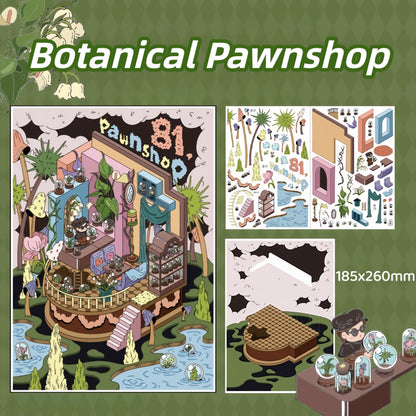 No. 81 Pawn Shop 3D Sticker | 4 Cute Miniature Scenes