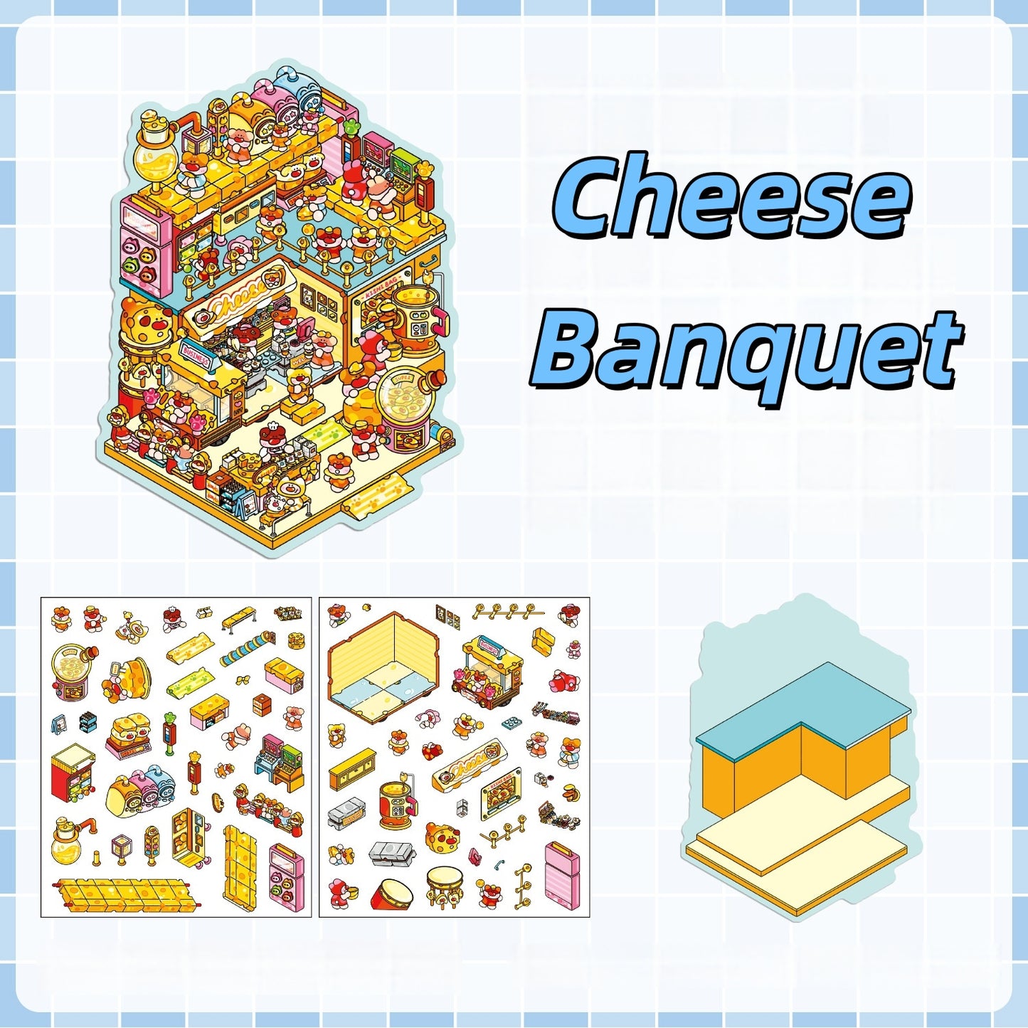 Sweet Shop 3D Sticker | 4 Cute Miniature Scenes