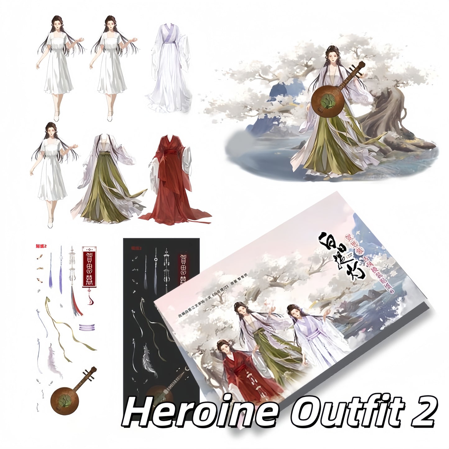 Love Beyond the Grave - Heroine Outfit 3D Sticker | 4 Cute Miniature Scenes