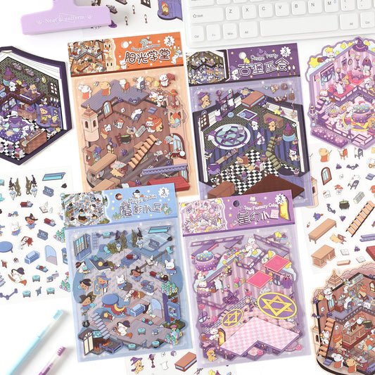 Whimsical Life 3D Sticker | 4 Cute Miniature Scenes